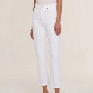 AGOLDE Wilder Straight Leg High Rise Jean in Ivory White Sz 25 (a156 1085)